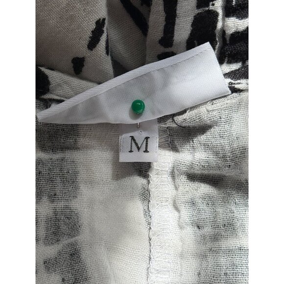 Bryn Walker Womens Tunic Asymmetrical Lagenlook Cotton Black White Size M - Picture 5 of 9